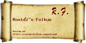 Rostás Folkus névjegykártya
